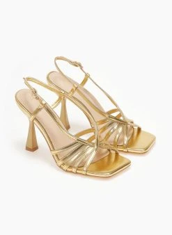 The Fashion Project Πέδιλα με λεπτά λουράκια - Χρυσό