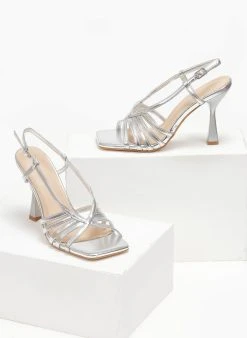 The Fashion Project Πέδιλα με λεπτά λουράκια - Ασημί -The Fashion Project κατάστημα pedila me lepta lourakia 110744 a3p2