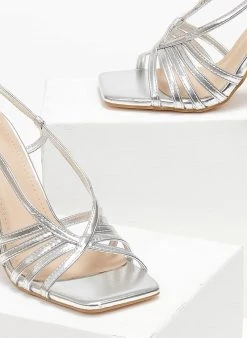 The Fashion Project Πέδιλα με λεπτά λουράκια - Ασημί -The Fashion Project κατάστημα pedila me lepta lourakia 110744 pxbi