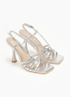The Fashion Project Πέδιλα με λεπτά λουράκια - Ασημί -The Fashion Project κατάστημα pedila me lepta lourakia 110744 ulxo