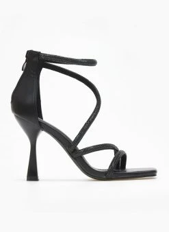 The Fashion Project Πέδιλα με λουράκια από Strass - Μαύρο