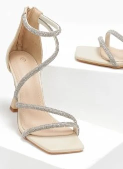 The Fashion Project Πέδιλα με λουράκια από Strass - Μπεζ -The Fashion Project κατάστημα pedila me lourakia apo strass 110754 1wtt