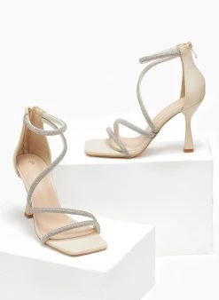 The Fashion Project Πέδιλα με λουράκια από Strass - Μπεζ -The Fashion Project κατάστημα pedila me lourakia apo strass 110754 nlkc