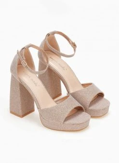 The Fashion Project Πέδιλα με φιάπα από ύφασμα Glitter - Χαλκός -The Fashion Project κατάστημα pedila me mpareta apo ufasma glitter 110643 brc5