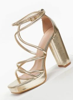 The Fashion Project Πέδιλα με μπαρέτα και φιάπα - Χρυσό -The Fashion Project κατάστημα pedila me mpareta kai fiapa 111253 w8a8