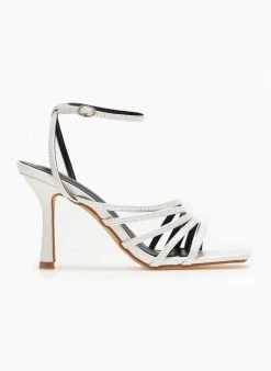 The Fashion Project Πέδιλα με μπαρέτα και λεπτά λουράκια - Λευκό