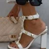 The Fashion Project Πέδιλα με μπαρέτα και μεταλλικά τρουκς - Λευκό