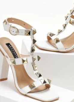 The Fashion Project Πέδιλα με μπαρέτα και μεταλλικά τρουκς - Λευκό 11 The Fashion Project Πέδιλα με μπαρέτα και μεταλλικά τρουκς - Λευκό -The Fashion Project κατάστημα pedila me mpareta kai metallika trouks 104641 oce0