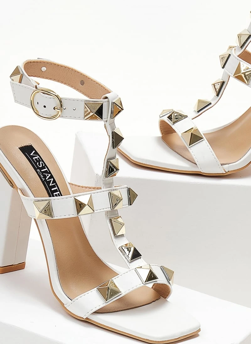 The Fashion Project Πέδιλα με μπαρέτα και μεταλλικά τρουκς - Λευκό 5 The Fashion Project Πέδιλα με μπαρέτα και μεταλλικά τρουκς - Λευκό - Image 5