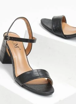 The Fashion Project Πέδιλα με μπαρέτα και Pattern - Μαύρο -The Fashion Project κατάστημα pedila me mpareta kai pattern 111343 fmcn