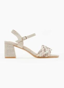 The Fashion Project Πέδιλα με μπαρέτα και πλεκτή φάσα - Μπεζ