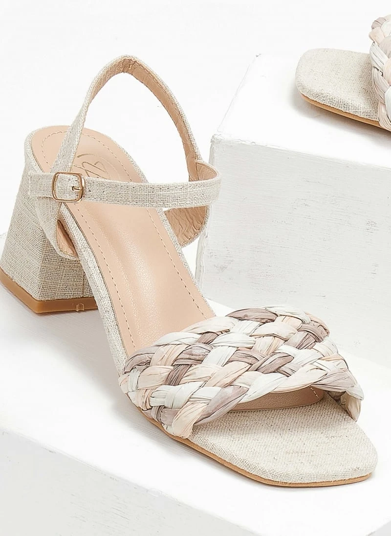 The Fashion Project Πέδιλα με μπαρέτα και πλεκτή φάσα - Μπεζ 3 The Fashion Project Πέδιλα με μπαρέτα και πλεκτή φάσα - Μπεζ - Image 3