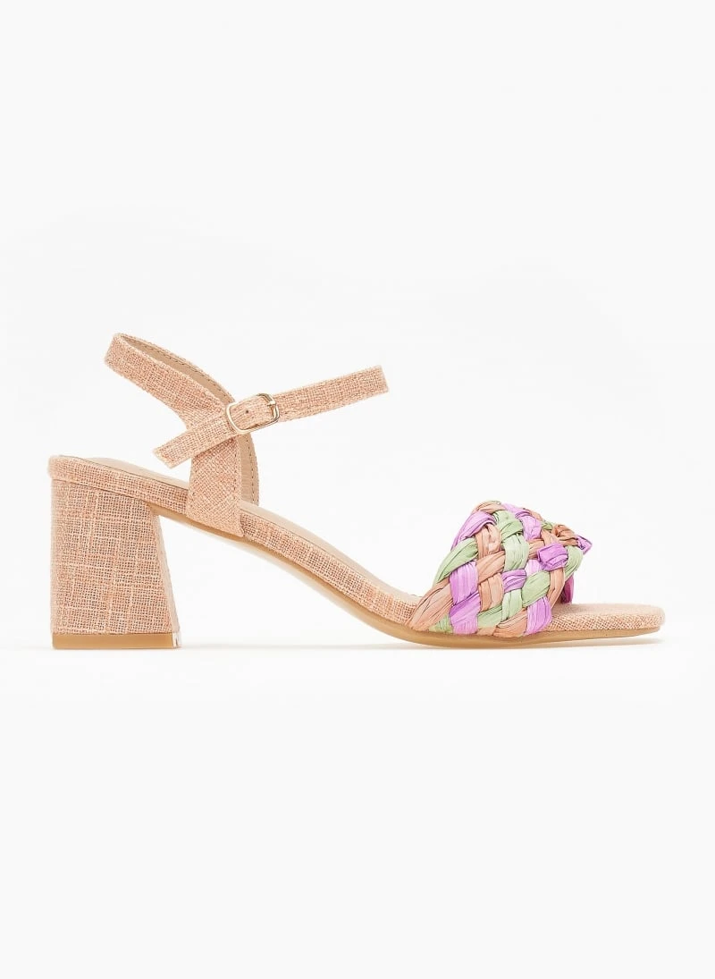 The Fashion Project Πέδιλα με μπαρέτα και πλεκτή φάσα - Πορτοκαλί 1 The Fashion Project Πέδιλα με μπαρέτα και πλεκτή φάσα - Πορτοκαλί