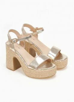 The Fashion Project Πέδιλα με μπαρέτα και ψάθα στη σόλα - Χρυσό -The Fashion Project κατάστημα pedila me mpareta kai psatha sti sola 111329 d3ol