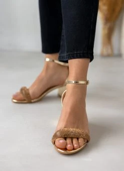 The Fashion Project Πέδιλα με μπαρέτα και στρας φάσα - Χρυσό -The Fashion Project κατάστημα pedila me mpareta kai stras fasa 110697 ou8o