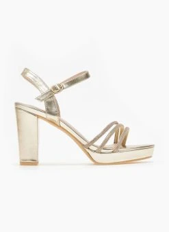 The Fashion Project Πέδιλα με μπαρέτα και στρας - Χρυσό