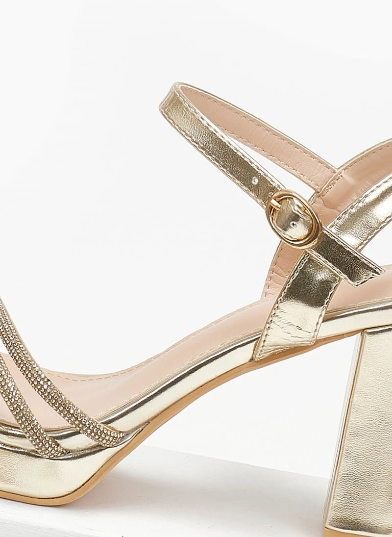 The Fashion Project Πέδιλα με μπαρέτα και στρας - Χρυσό 3 The Fashion Project Πέδιλα με μπαρέτα και στρας - Χρυσό - Image 3