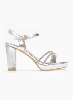 The Fashion Project Πέδιλα με μπαρέτα και στρας - Ασημί