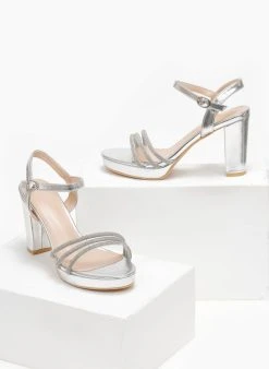 The Fashion Project Πέδιλα με μπαρέτα και στρας - Ασημί -The Fashion Project κατάστημα pedila me mpareta kai strass 110586 p4n3