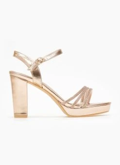 The Fashion Project Πέδιλα με μπαρέτα και στρας - Χαλκός