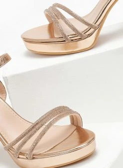 The Fashion Project Πέδιλα με μπαρέτα και στρας - Χαλκός -The Fashion Project κατάστημα pedila me mpareta kai strass 110587 seti