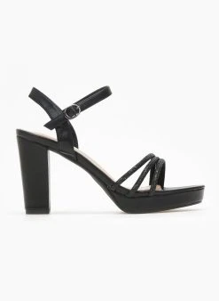 The Fashion Project Πέδιλα με μπαρέτα και στρας - Μαύρο