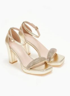The Fashion Project Πέδιλα με μπαρέτα και στρας φάσα - Χρυσό -The Fashion Project κατάστημα pedila me mpareta kai strass fasa 110618 izm6