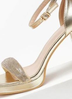 The Fashion Project Πέδιλα με μπαρέτα και στρας φάσα - Χρυσό -The Fashion Project κατάστημα pedila me mpareta kai strass fasa 110618 n1oo