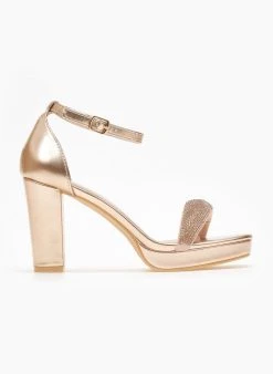 The Fashion Project Πέδιλα με μπαρέτα και στρας φάσα - Χαλκός