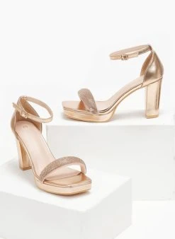 The Fashion Project Πέδιλα με μπαρέτα και στρας φάσα - Χαλκός -The Fashion Project κατάστημα pedila me mpareta kai strass fasa 110620 6kp0