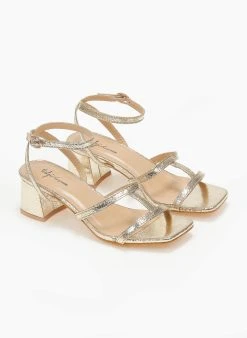 The Fashion Project Πέδιλα με μπαρέτα και χαμηλό τακούνι - Χρυσό -The Fashion Project κατάστημα pedila me mpareta kai xamilo takouni 111362 er1y