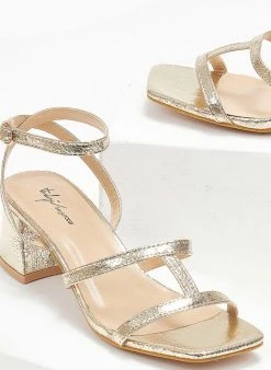 The Fashion Project Πέδιλα με μπαρέτα και χαμηλό τακούνι - Χρυσό -The Fashion Project κατάστημα pedila me mpareta kai xamilo takouni 111362 wntk