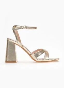 The Fashion Project Πέδιλα με μπαρέτα και χιαστί λουράκια - Χρυσό
