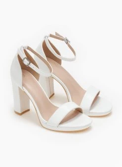 The Fashion Project Πέδιλα με μπαρέτα και χοντρό τακούνι - Λευκό -The Fashion Project κατάστημα pedila me mpareta kai xontro takouni 110738 atnj