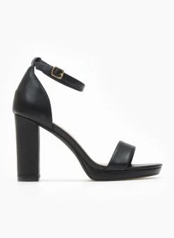 The Fashion Project Πέδιλα με μπαρέτα και χοντρό τακούνι - Μαύρο