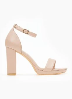 The Fashion Project Πέδιλα με μπαρέτα και χοντρό τακούνι - Μπεζ