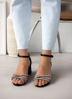 The Fashion Project Πέδιλα με μπαρέτα σατέν - Μαύρο