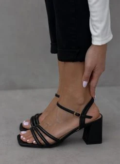 The Fashion Project Πέδιλα με μπαρέτα σε καρέ γραμμή - Μαύρο