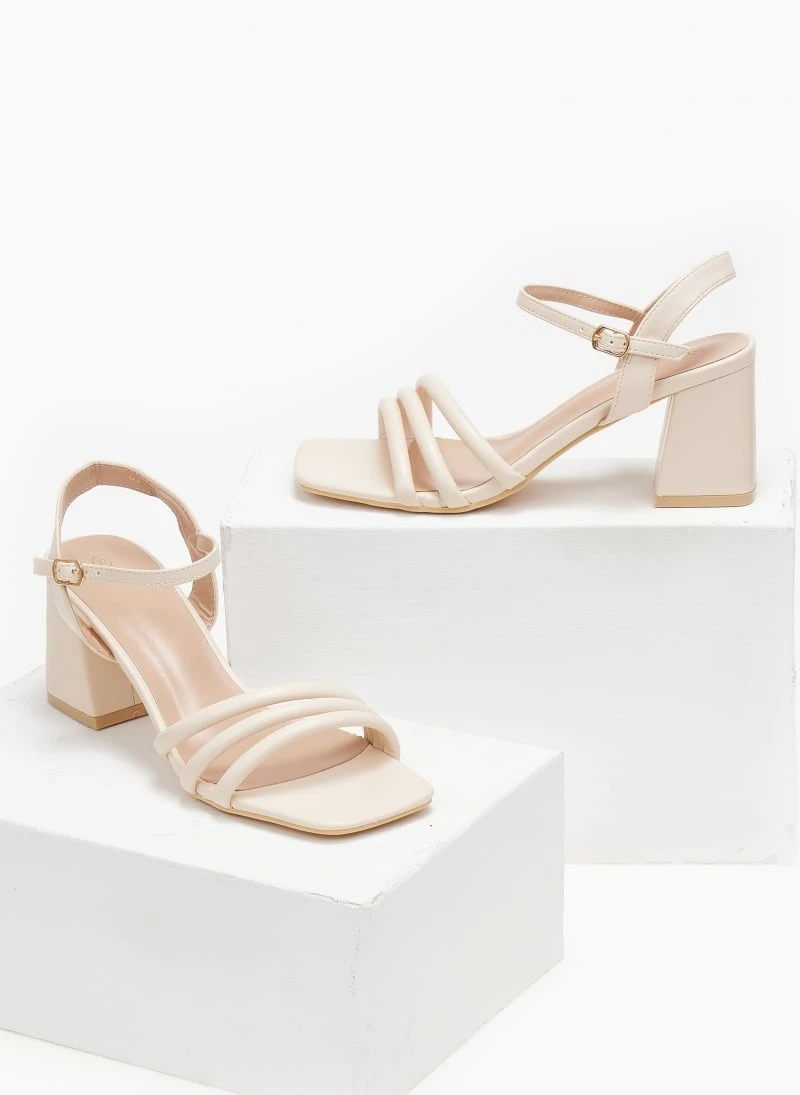 The Fashion Project Πέδιλα με μπαρέτα σε καρέ γραμμή - Μπεζ 2 The Fashion Project Πέδιλα με μπαρέτα σε καρέ γραμμή - Μπεζ - Image 2