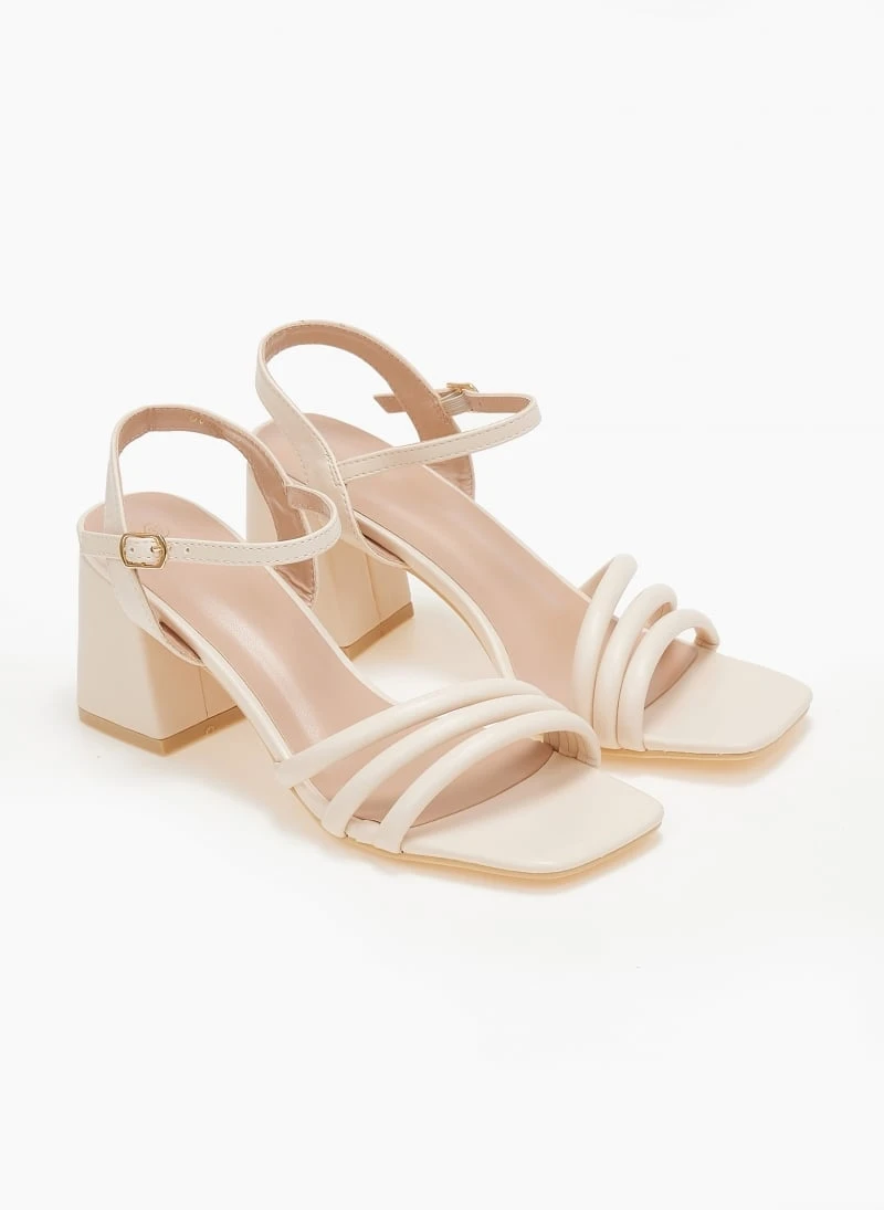 The Fashion Project Πέδιλα με μπαρέτα σε καρέ γραμμή - Μπεζ 4 The Fashion Project Πέδιλα με μπαρέτα σε καρέ γραμμή - Μπεζ - Image 4