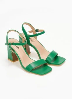 The Fashion Project Πέδιλα με μπαρέτα σε καρέ γραμμή - Πράσινο -The Fashion Project κατάστημα pedila me mpareta se kare grammi 110658 ga93