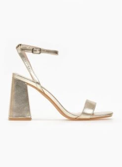 The Fashion Project Πέδιλα με μπαρέτα σε καρέ γραμμή - Χρυσό