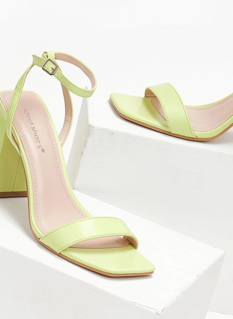 The Fashion Project Πέδιλα με μπαρέτα σε καρέ γραμμή - Lime 4 The Fashion Project Πέδιλα με μπαρέτα σε καρέ γραμμή - Lime - Image 4