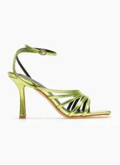 The Fashion Project Πέδιλα με μπαρέτα σε μεταλλικά χρώματα - Lime