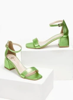 Πέδιλα με μπαρέτα σε μεταλλικά χρώματα Tfp - Lime -The Fashion Project κατάστημα pedila me mpareta se metallika xrwmata tfp 110931 wts3