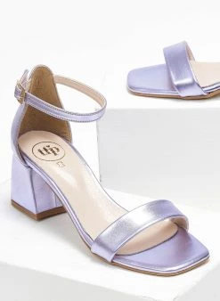 Πέδιλα με μπαρέτα σε μεταλλικά χρώματα Tfp - Λιλά -The Fashion Project κατάστημα pedila me mpareta se metallika xrwmata tfp 111158 ojsk