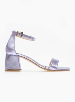 Πέδιλα με μπαρέτα σε μεταλλικά χρώματα Tfp - Λιλά