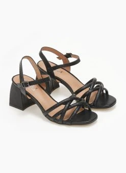 The Fashion Project Πέδιλα με μπαρέτα και Pattern στα λουράκια - Μαύρο -The Fashion Project κατάστημα pedila me pattern sta lourakia 111405 5s1x