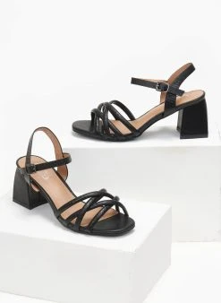 The Fashion Project Πέδιλα με μπαρέτα και Pattern στα λουράκια - Μαύρο -The Fashion Project κατάστημα pedila me pattern sta lourakia 111405 eszs