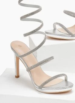 The Fashion Project Πέδιλα με στρας και έλασμα - Ασημί